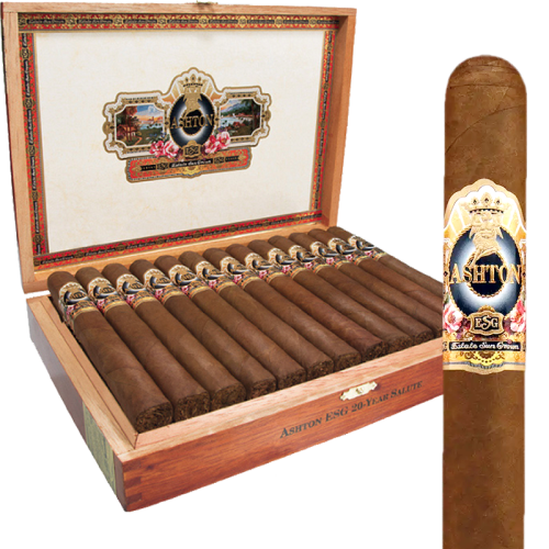 a box of ashton esg 23 year salute cigars