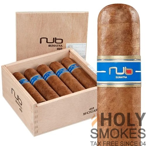 a box of Nub Sumatra cigars with a Single Cigar